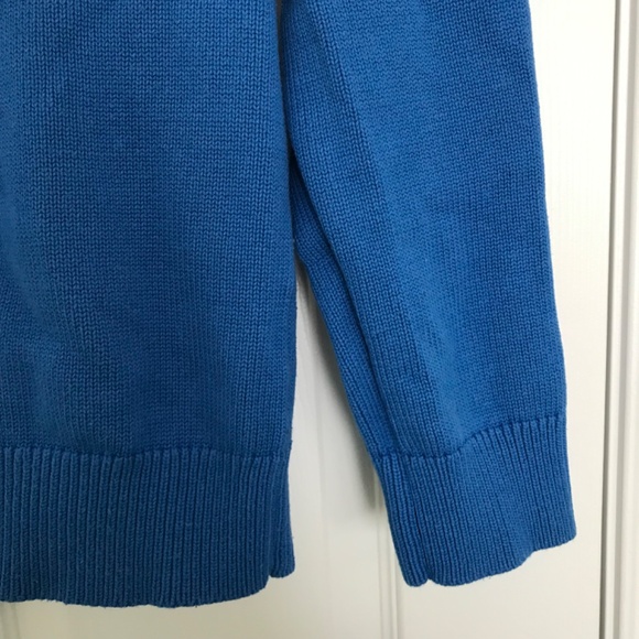 Y2K Tommy Hilfiger Cotton Blend Crewneck Sweater L Blue Orange White Long Sleeve - Picture 4 of 8